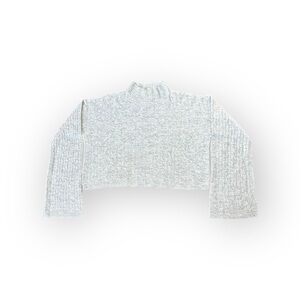 Jessica Simpson Gray Mock Neck Cropped Cable Knit Sweater XL NWT